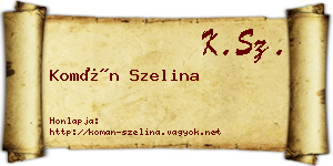Komán Szelina névjegykártya